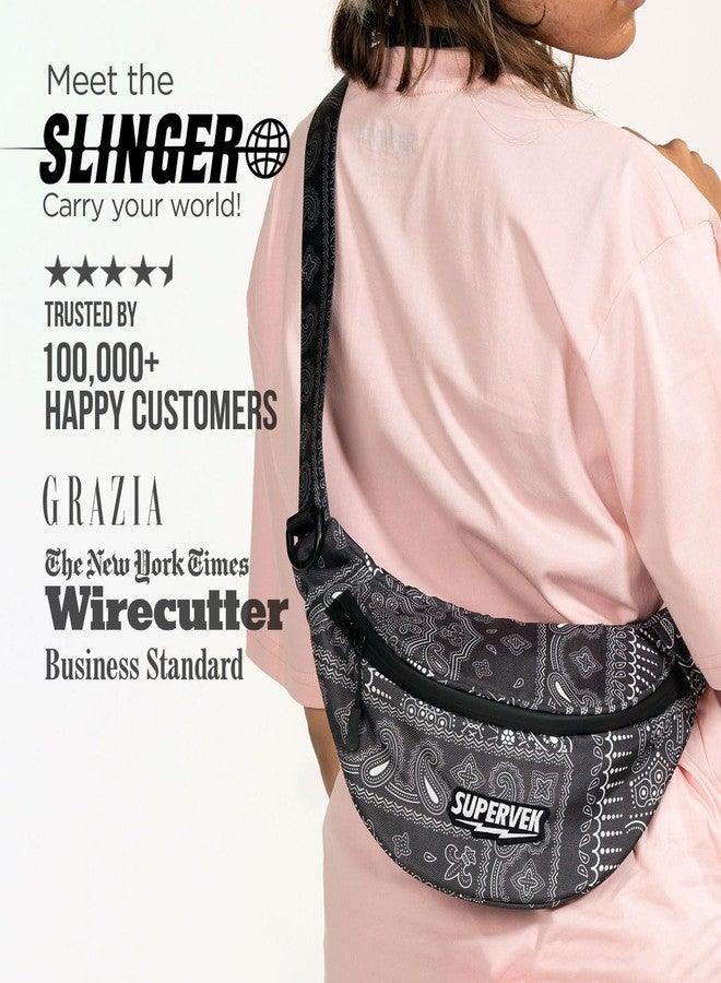 SUPERVEK Waist Bag for Men Women - Cross Body Shoulder Bags for Man Woman - Small Side Bag with Waterproof Zipper - Travel Hiking Hip Fanny Pack - Stylish Mini Chest Belt Bag Pouch - Bandana - Image 2